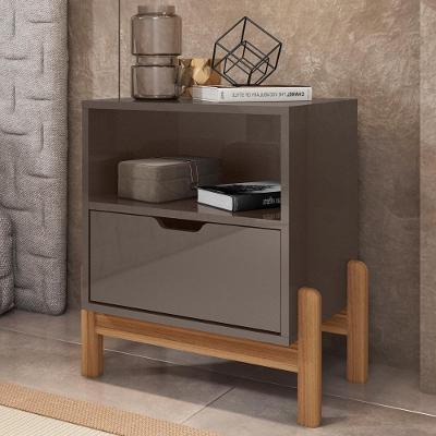 Mesa de Cabeceira Nice 1 Gaveta MDF MDP Cinza Perola Casa D Móveis