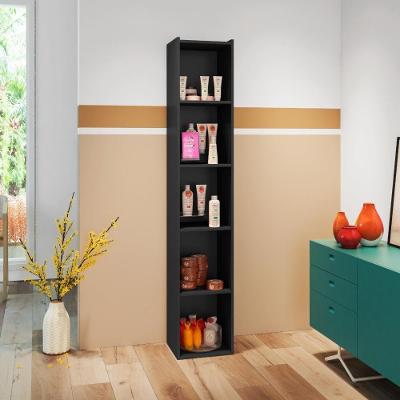 Estante Livreiro Aurenara 4 Prateleiras 5 Nichos MDP Preto AJL Móveis