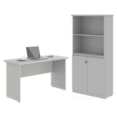 Jogo para Escritório Itália 2 Portas sem Gavetas MDP 120CM Cinza Casah