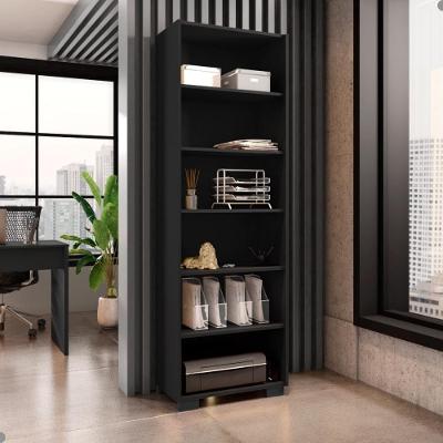 Livreiro Multiuso Aquarel 5 Prateleiras MDF MDP Preto Leão Móveis
