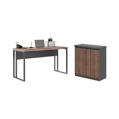Escrivaninha Balcão Mesa 1200 e Armário Balcao Maria sem Gavetas MDP BP 120CM Noce Preto
