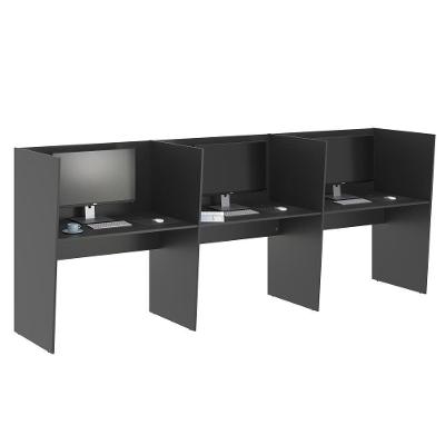 Call Center para Trabalho 3 Lugares Guiche Office Irlanda sem Gavetas MDP 306CM Preto Onix