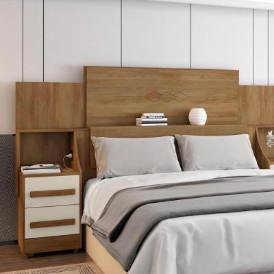 Cabeceira Atlas King Regulável Fixação no Box Estrutura MDF Cinamomo Off White RV Móveis