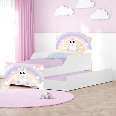 Bicama Infantil Uly Unicórnio Bebê com Colchões MDF Branco 79CM Cambel Móveis