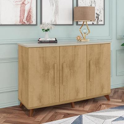 Balcão Yara 3 Portas MDF MDP Cinamomo Off White RV Móveis