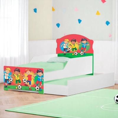 Bicama Infantil Futebol Meninos com Colchões Cama Auxiliar MDF Branco Cambel Móveis