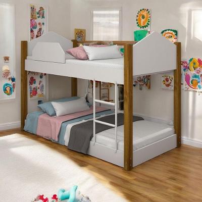 Beliche Infantil Soft com Colchões MDF Branco e Mel Divaloto Móveis