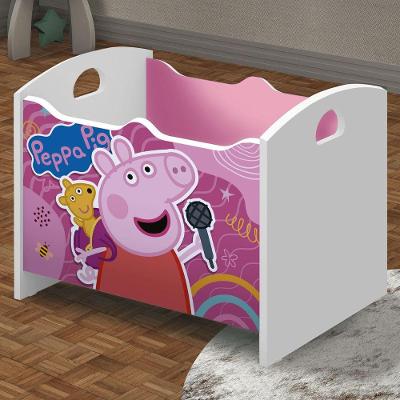 Baú Infantil Porto Nobre com Cantos Arredondados MDF Rosa e Branco OFT Móveis