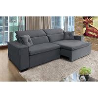 Sofá Londres 2.70m Retrátil E Reclinável Pillow Top - Chumbo