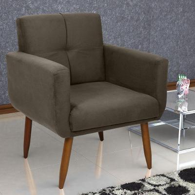 Poltrona Bruma para Sala Suede Conforto Assento Espuma D23 Cappuccino Matrix