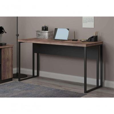 Escrivaninha Retangular Prisma Mesa de Escritorio 1.2 Bloc sem Gavetas MDP 120CM Noce Preto Plata