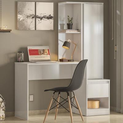Escrivaninha com Estante Nexus Lewis Moderno 1 Gaveta 126CM Branco Demóbile