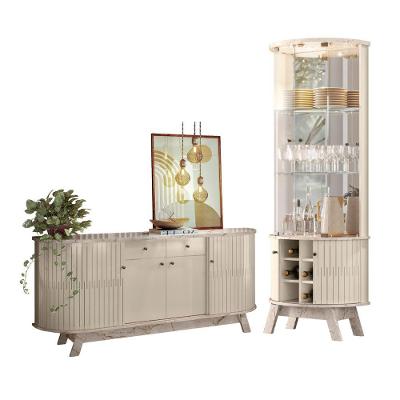 Conjunto de Cristaleira e Buffet Strait 4 Portas 3 Prateleiras MDP Off White Casah