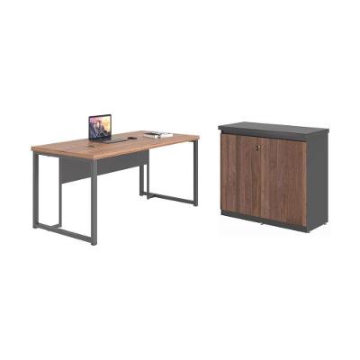 Conjunto para Escritório Zoe 2 Portas sem Gavetas MDP 180CM Noce Preto