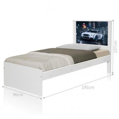 Cama Solteiro Vila do Horizonte Carro com Cabeceira MDF-MDP Branco Casah