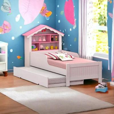 Cama Solteiro com Auxiliar Cama de Princesa Juvenil MDF MDP Branco Vitamov