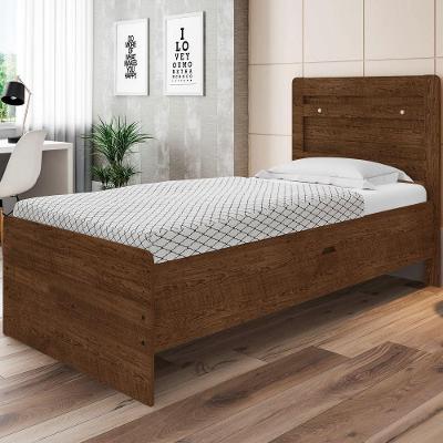 Cama Solteiro Baú Ivana com Cabeceira Malbec MDF Marrom Framar