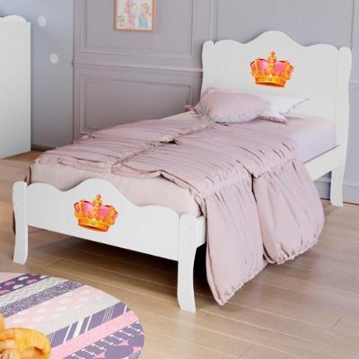 Cama Solteiro Infantil com Colchão Princesa Lisa Branco com Grade MDF Basoto Brasil