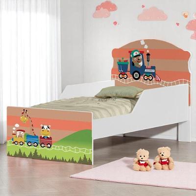 Cama Infantil Trenzinho com Colchão Mini Cama MDF Branco Cambel Móveis