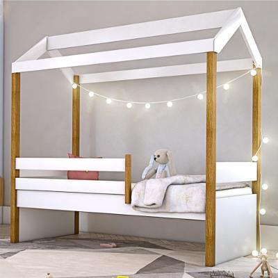 Cama Montessoriana Solteiro Lago Serena Exclusiv MDF Branco com Fio de Luz LED Divaloto Móveis