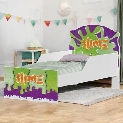 Cama Infantil Slime Menino com Colchão MDF Branco Solteiro Cambel Móveis