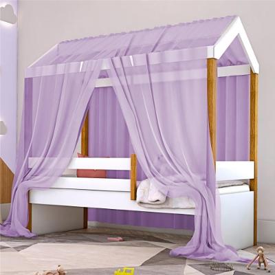 Cama Montessoriana Solteiro Cama Montessori Exclusiv com Colchão Voal MDF Branco Lilás Divaloto