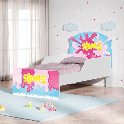 Cama Infantil Slime Menina com Colchão MDF Branco Solteiro Cambel Móveis