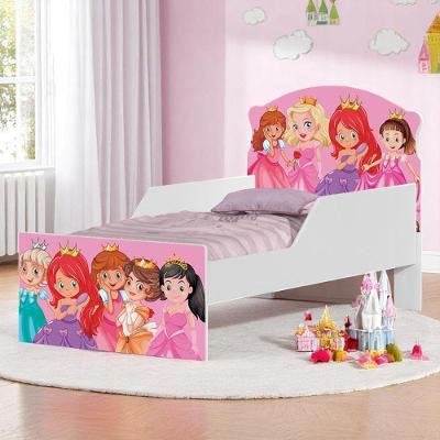 Cama Infantil Princesas com Colchão Mini Cama MDF Branco Cambel Móveis