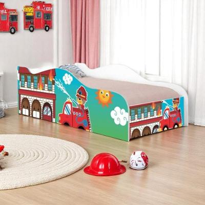 Cama Infantil Solteiro Ursinho Bombeiro MDF Branco Casah