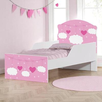 Cama Infantil Nuvens Meninas com Colchão MDF Branco Solteiro Cambel Móveis