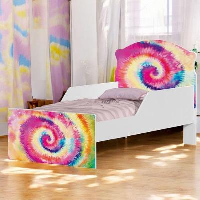 Cama Infantil Simples Tie Dye com Colchão MDF Branco Solteiro Cambel Móveis