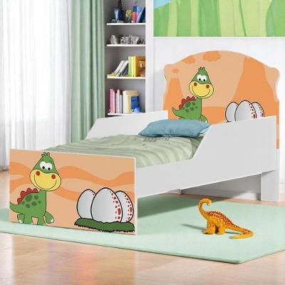 Cama Infantil Simples Dinossauro Bebê com Colchão MDF Branco Cambel Móveis