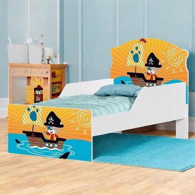 Cama Infantil Pirata do Mar com Colchão MDF Branco Cambel Móveis