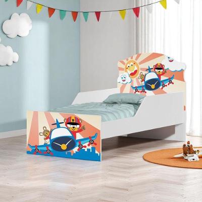 Cama Infantil Dia Feliz Mini Cama com Grade MDF Branco Cambel Móveis Solteiro