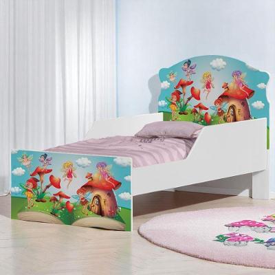 Cama Infantil Fadinhas Meninas com Colchão MDF Branco Cambel Móveis