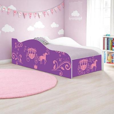 Cama Infantil Cama Carruagem de Princesa com Grade de Proteção MDF Branco Casah