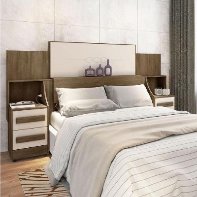 Cabeceira Casal Extensível Amanda Freijó Off White Fixação no Box MDF MDP com Mesas RV Móveis