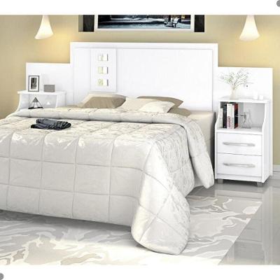 Cabeceira Sigma Casal Extensível Fixação no Box MDF MDP Branco com Mesa de Cabeceira Vitamov