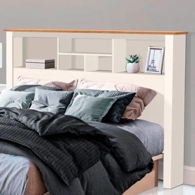Cabeceira Casal Luca com Nichos Fixação no Box MDF-MDP Off White Nature Tebarrot Móveis