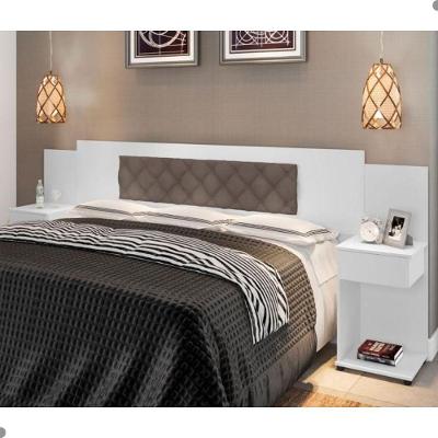 Cabeceira Box Bruna Queen Fixação no Box MDF-MDP Branco Bege Escuro Framar