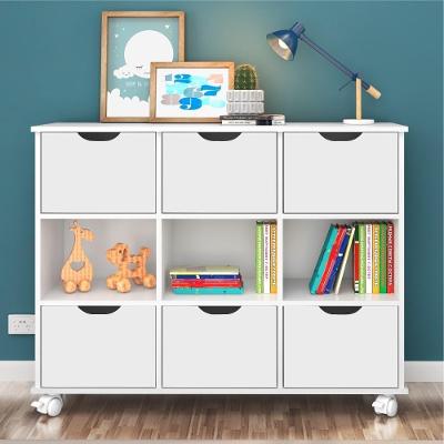 Nicho Organizador com Rodinhas Portland 3 Nichos MDP Branco com Gavetas Qmovi