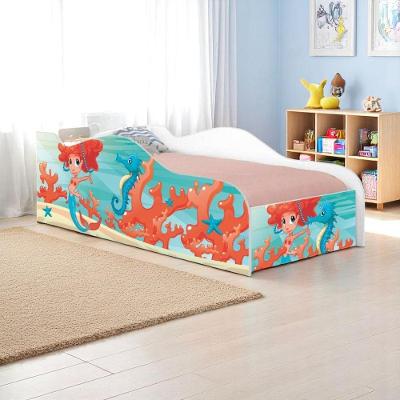 Mini Cama Infantil Sereia Menina com Grade de Proteção MDF Branco Casah