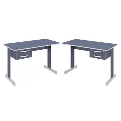 Mesa para Escritório Conjunto Escritório Mesas com Gaveta Azul Moderno 2 Gavetas MDP 120CM Plata