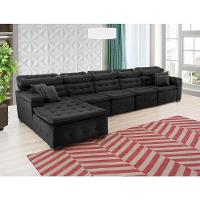 Sofá Orlando 4.20x2.10m Com Chaise, Retrátil E Reclinável - Preto