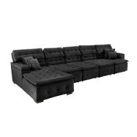 Sofá Orlando 4.20x2.10m Com Chaise, Retrátil E Reclinável - Preto - 6
