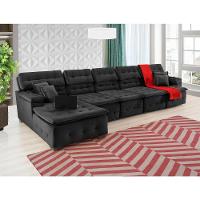 Sofá Orlando 4.20x2.10m Com Chaise, Retrátil E Reclinável - Preto - 14