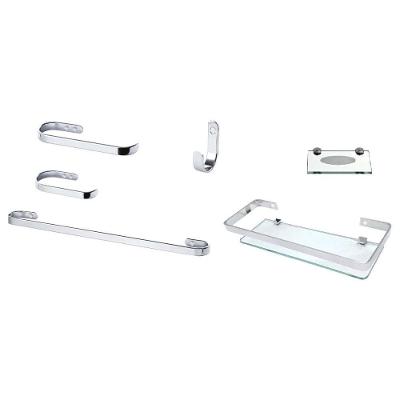 Kit Banheiro TH SHOP 6 Peças Aluminio Macico Polido com Saboneteira e Porta Shampoo Vidro 8MM Marini