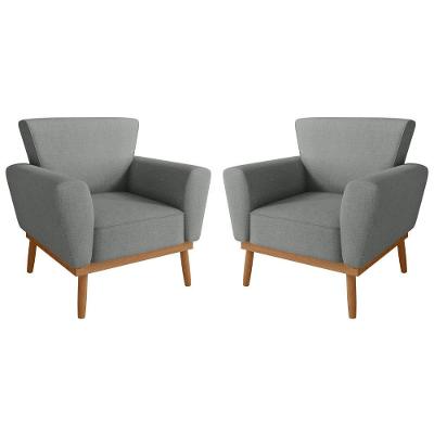 Jogo de Poltronas Monte Nobre para Sala Tecido Linha Grafite Framar