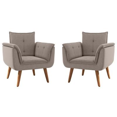 Jogo de Poltronas Maya Reclinável Tecido Inca Sépia Cinza Framar 82CM