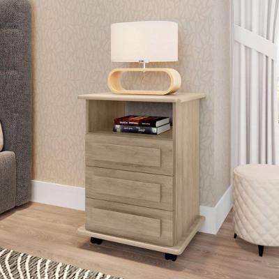 Mesa de Cabeceira Boreal 3 Gavetas MDF MDP Rustic RV Móveis